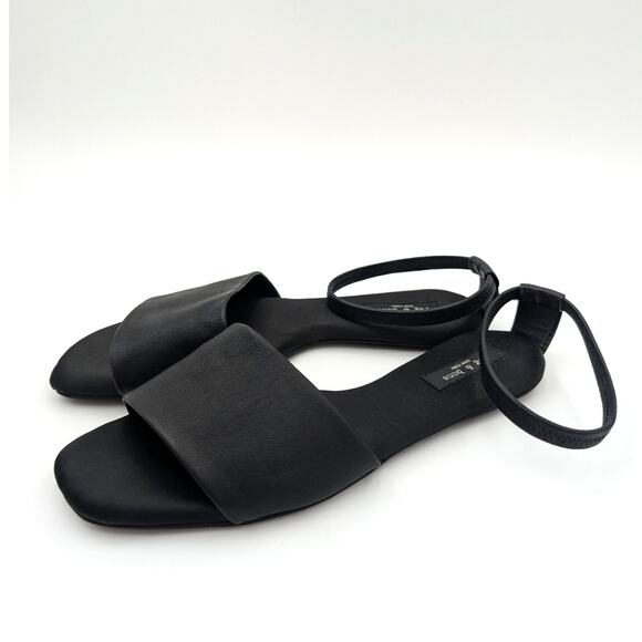 Rag & Bone Ellory Foldable Sandal Ankle Strap Women's Black Size US7 EU37 - Picture 1 of 13